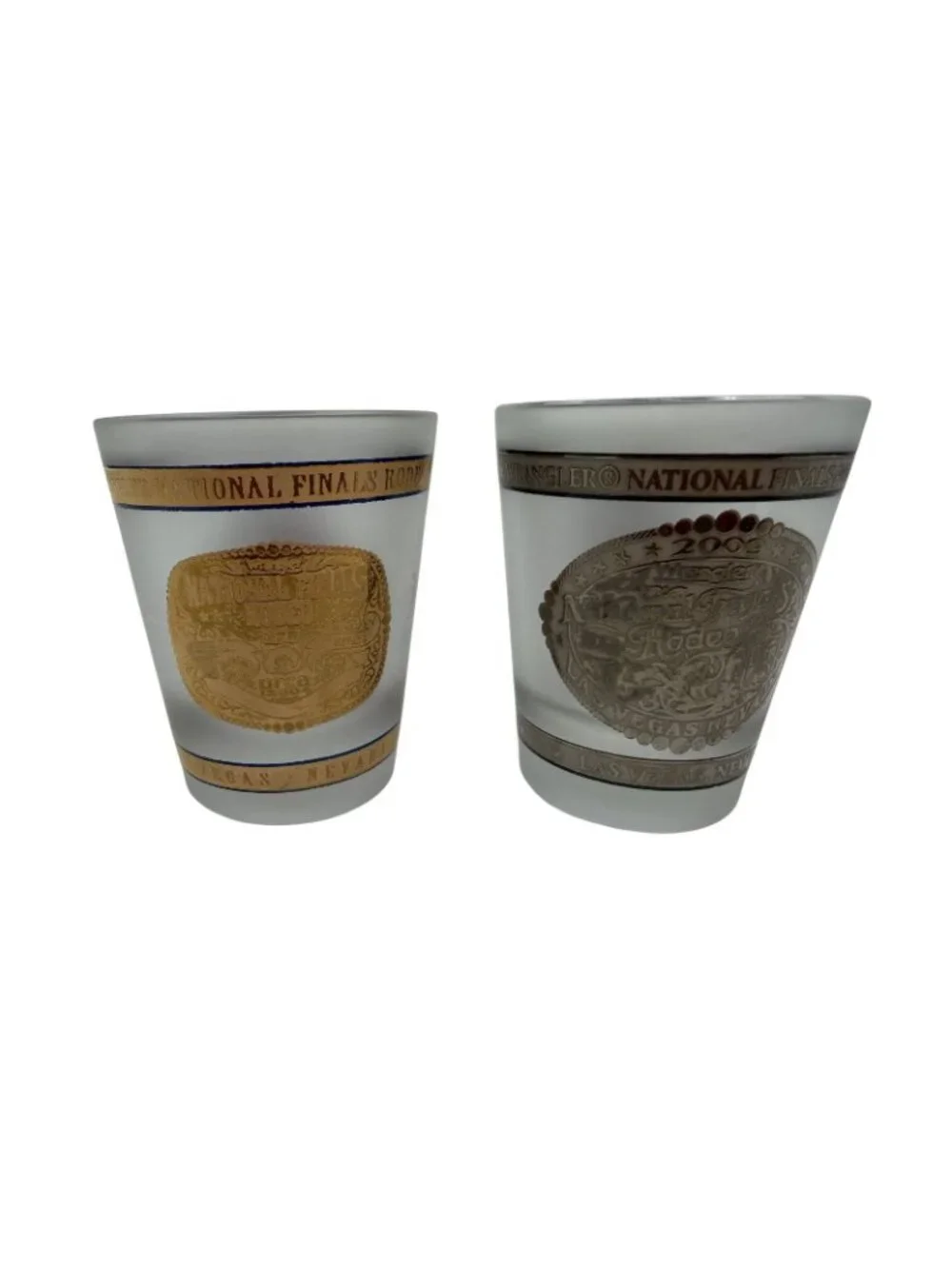 National Finals Rodeo Shot Glasses 2 Oz Clear Logo Barware 2004 2009